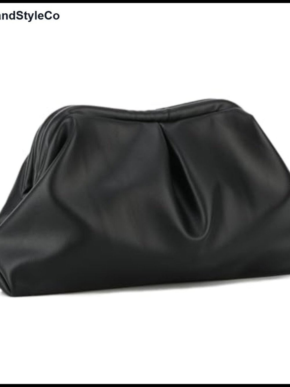 Soft Leather Ruched Clutch Purse Evening Handbag Kiss Lock Shoulder Bag